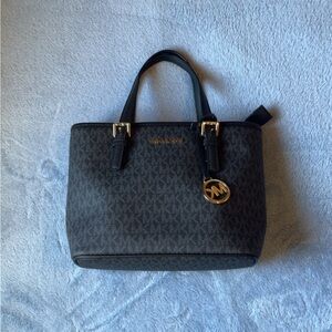 Michael Kors Black and Gray Tote with Gold Hardware